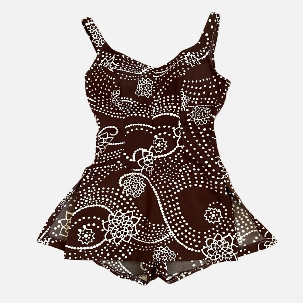 Vintage 1960s/1970s Maillot Swimsuit Print Skirted Bathing Suit Jantzen Size 12 - Picture 3 of 13